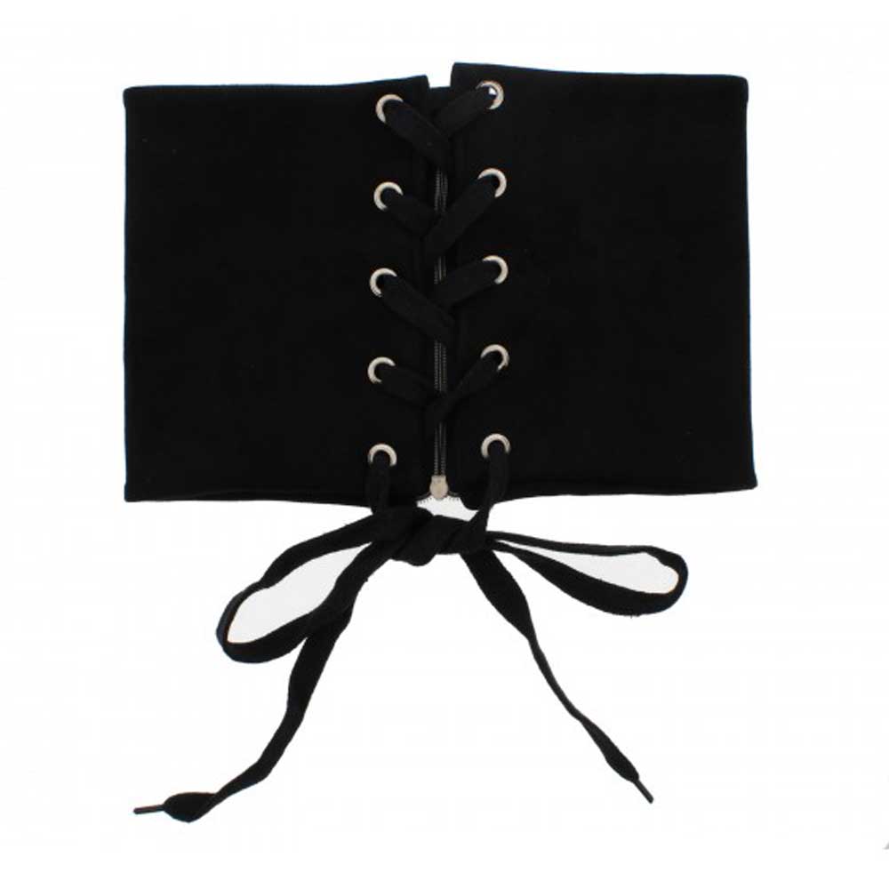 Zac's Alter Ego - Suede lace up corset Waist belt - Black